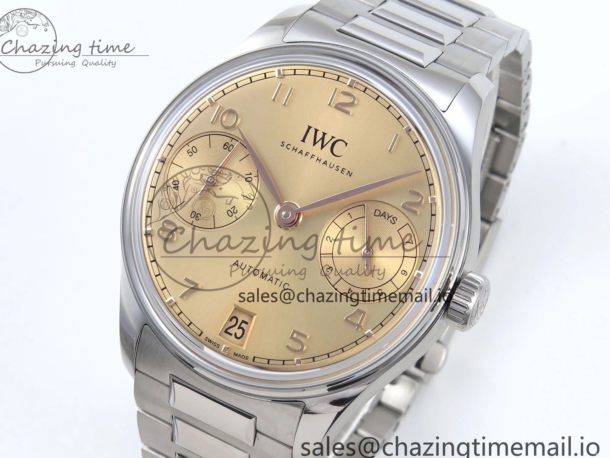 MIROTIME 0312 Portugieser Auto IWC0562B APSF 1:1 Best Edition Gold Dial on SS Bracelet A Reliable 6996